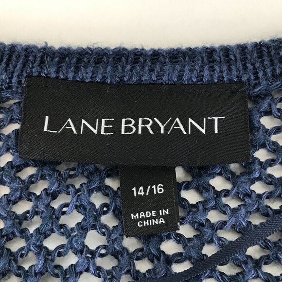 Lane Bryant Open Knit Cardigan Women’s Plus Size 14/16 Blue Stretch Long Sleeves - Picture 7 of 10